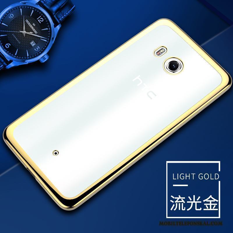 Htc U11 Fallskydd Fodral Silikon Transparent Guld Mjuk Skal