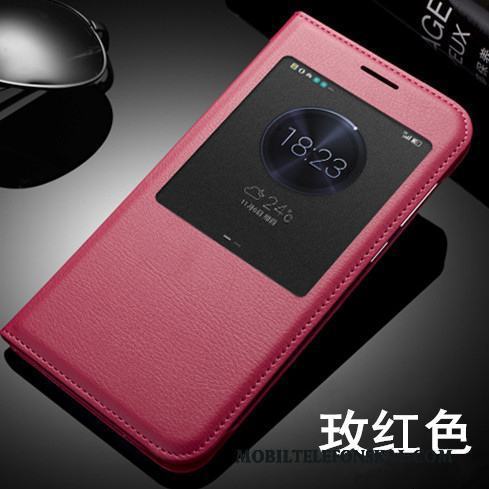 Huawei Ascend G7 Clamshell Guld Fodral Läderfodral Skal Telefon Skydd Mobil Telefon