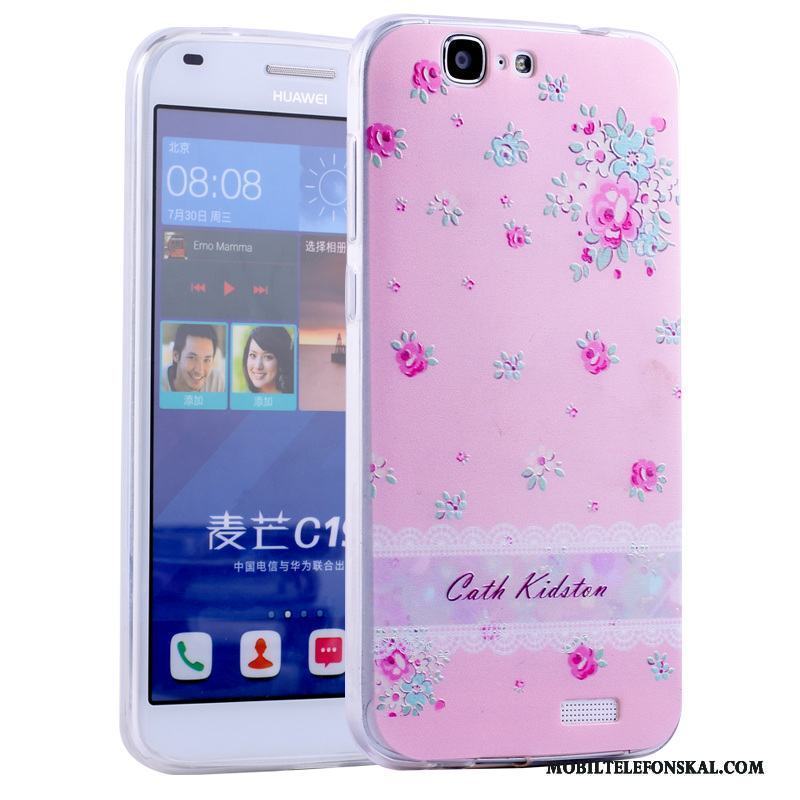 Huawei Ascend G7 Mjuk Tecknat Fallskydd Rosa Silikon Skal Telefon All Inclusive