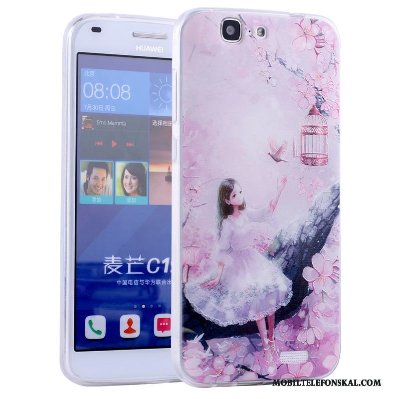 Huawei Ascend G7 Mjuk Tecknat Fallskydd Rosa Silikon Skal Telefon All Inclusive