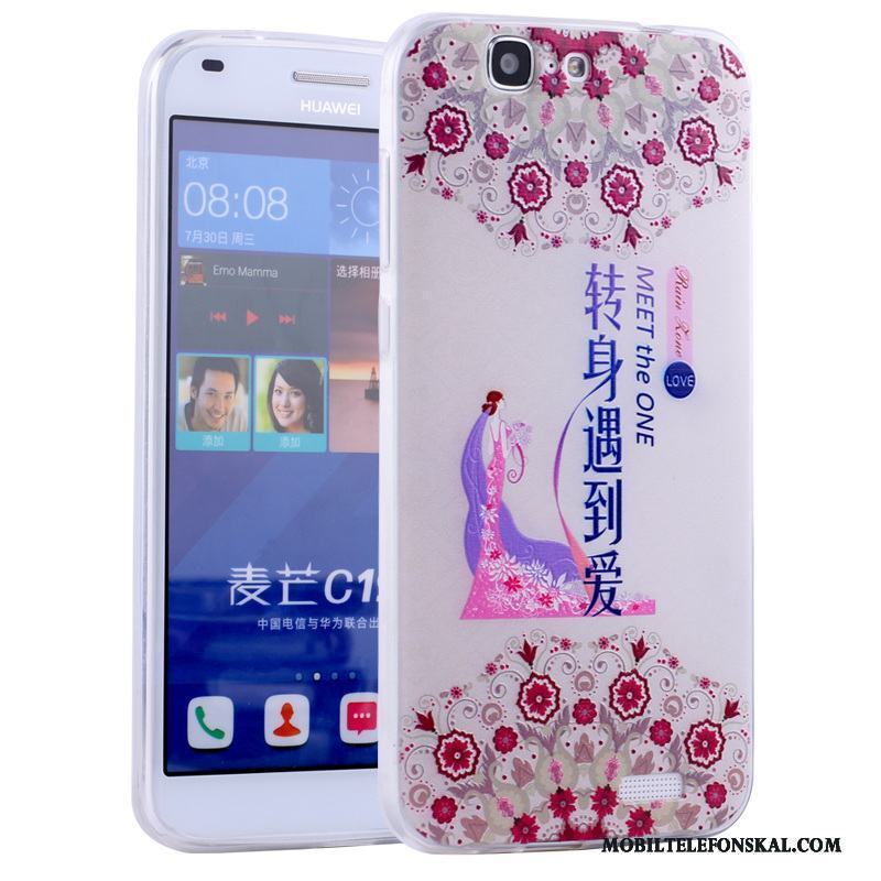 Huawei Ascend G7 Mjuk Tecknat Fallskydd Rosa Silikon Skal Telefon All Inclusive