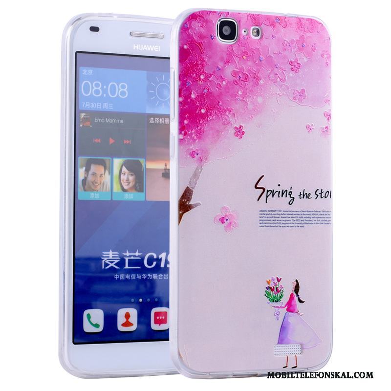 Huawei Ascend G7 Mjuk Tecknat Fallskydd Rosa Silikon Skal Telefon All Inclusive