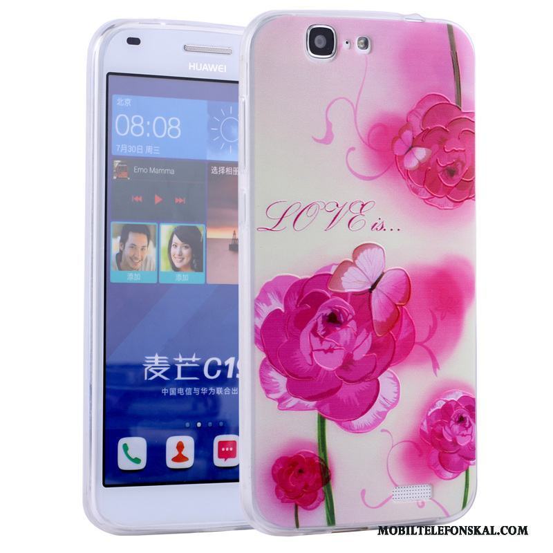 Huawei Ascend G7 Mjuk Tecknat Fallskydd Rosa Silikon Skal Telefon All Inclusive