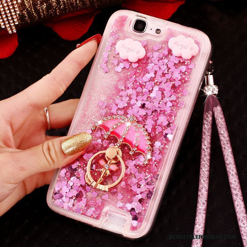 Huawei Ascend G7 Skal Kvicksand Strass Blå Trend Ring Fodral Skydd