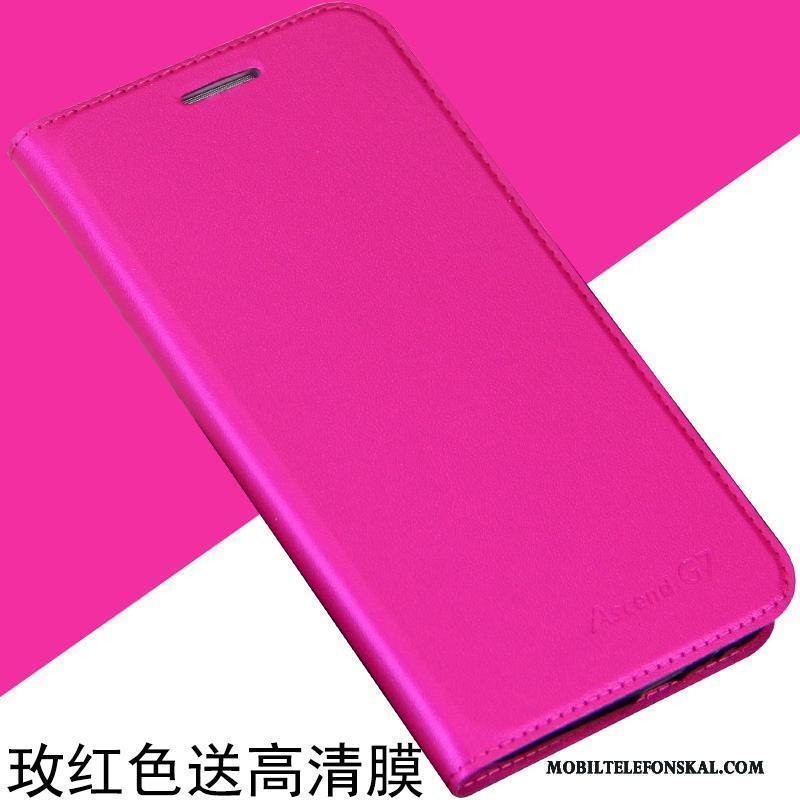 Huawei Ascend G7 Skal Telefon Läderfodral Skydd Mobil Telefon Rosa Täcka Fallskydd