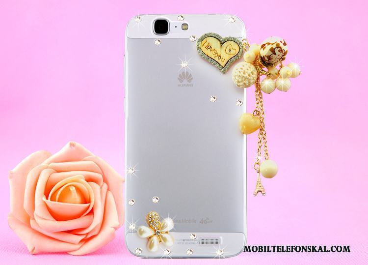 Huawei Ascend G7 Skydd Fodral Guld Strass Skal Telefon Hängande Nacke