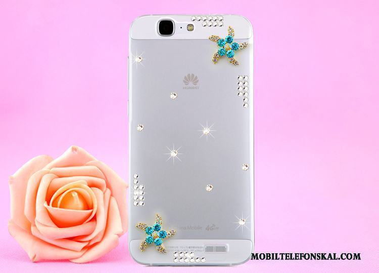 Huawei Ascend G7 Skydd Fodral Guld Strass Skal Telefon Hängande Nacke