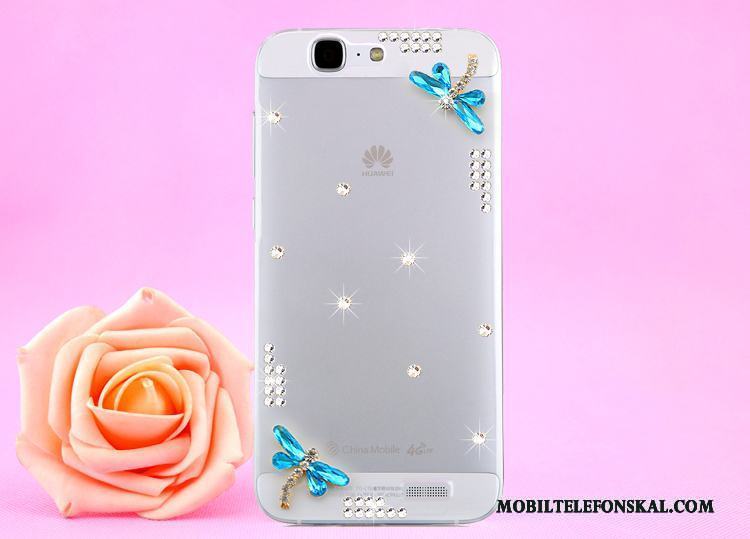 Huawei Ascend G7 Skydd Fodral Guld Strass Skal Telefon Hängande Nacke