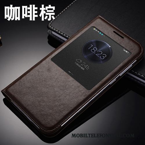 Huawei Ascend G7 Skydd Mobil Telefon Läderfodral Täcka Fallskydd Skal Telefon Grå