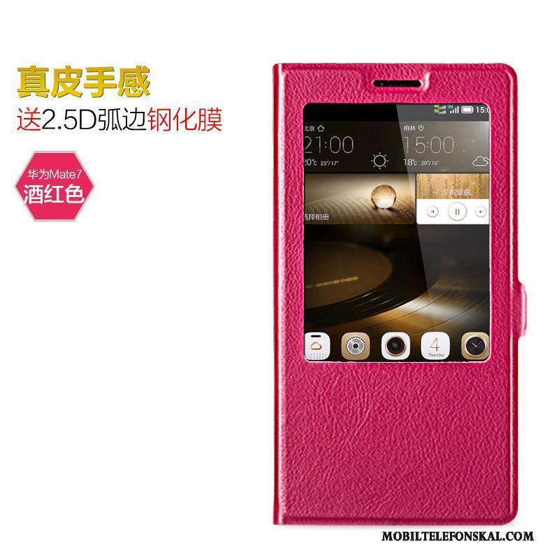 Huawei Ascend Mate 7 Fodral Fallskydd Skal Telefon Läderfodral Clamshell Mobil Telefon