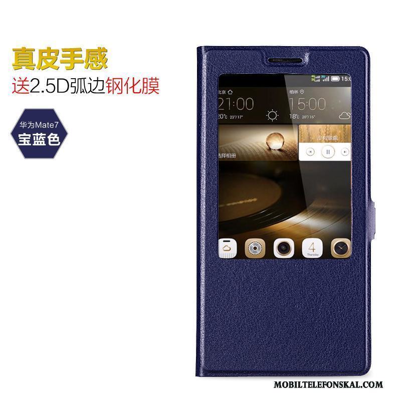 Huawei Ascend Mate 7 Fodral Fallskydd Skal Telefon Läderfodral Clamshell Mobil Telefon