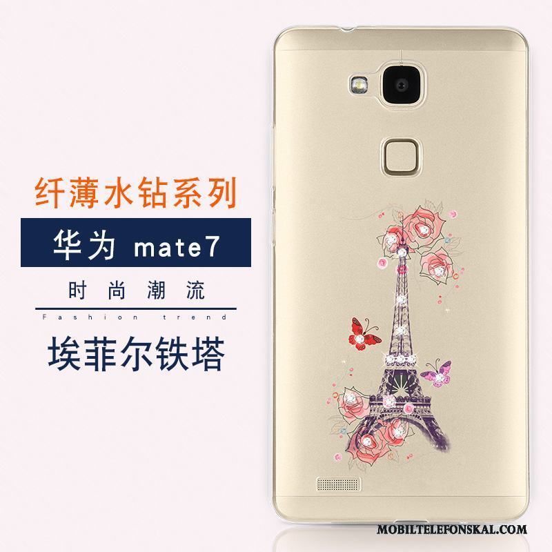 Huawei Ascend Mate 7 Guld Ny Strass Trend Fodral Lyxiga Skal Telefon