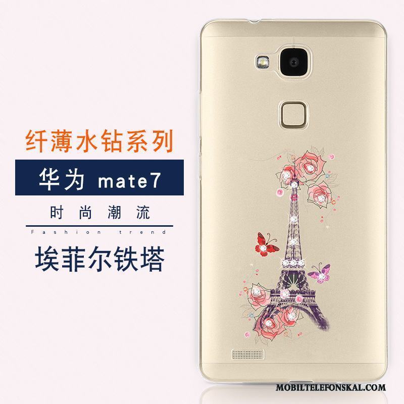 Huawei Ascend Mate 7 Guld Ny Strass Trend Fodral Lyxiga Skal Telefon