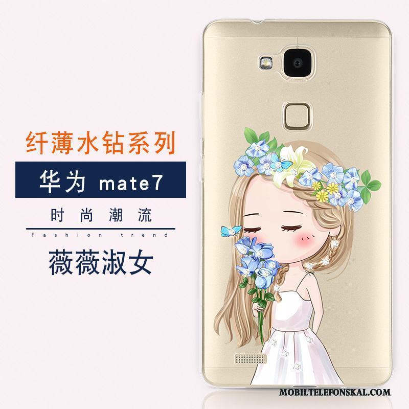 Huawei Ascend Mate 7 Guld Ny Strass Trend Fodral Lyxiga Skal Telefon