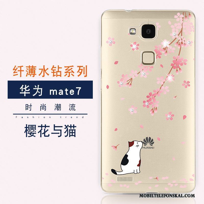 Huawei Ascend Mate 7 Guld Ny Strass Trend Fodral Lyxiga Skal Telefon
