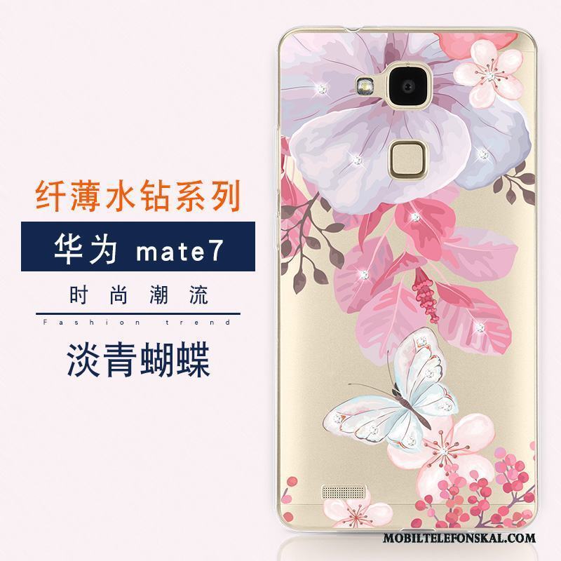 Huawei Ascend Mate 7 Guld Ny Strass Trend Fodral Lyxiga Skal Telefon