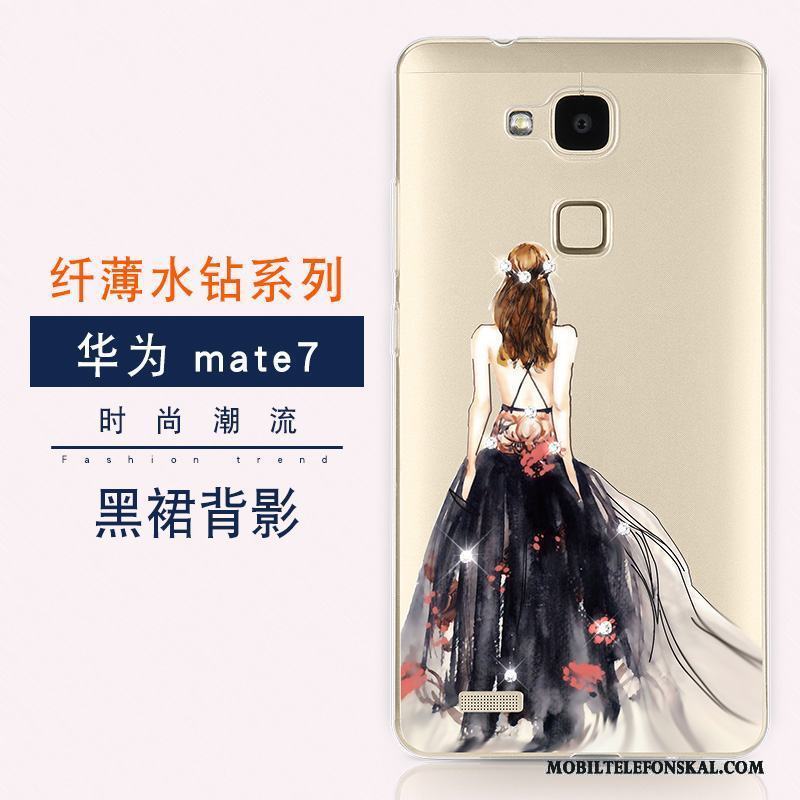 Huawei Ascend Mate 7 Guld Ny Strass Trend Fodral Lyxiga Skal Telefon