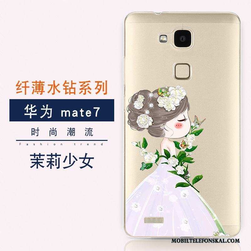 Huawei Ascend Mate 7 Guld Ny Strass Trend Fodral Lyxiga Skal Telefon