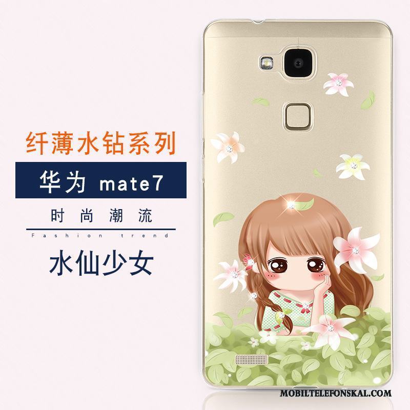 Huawei Ascend Mate 7 Guld Ny Strass Trend Fodral Lyxiga Skal Telefon