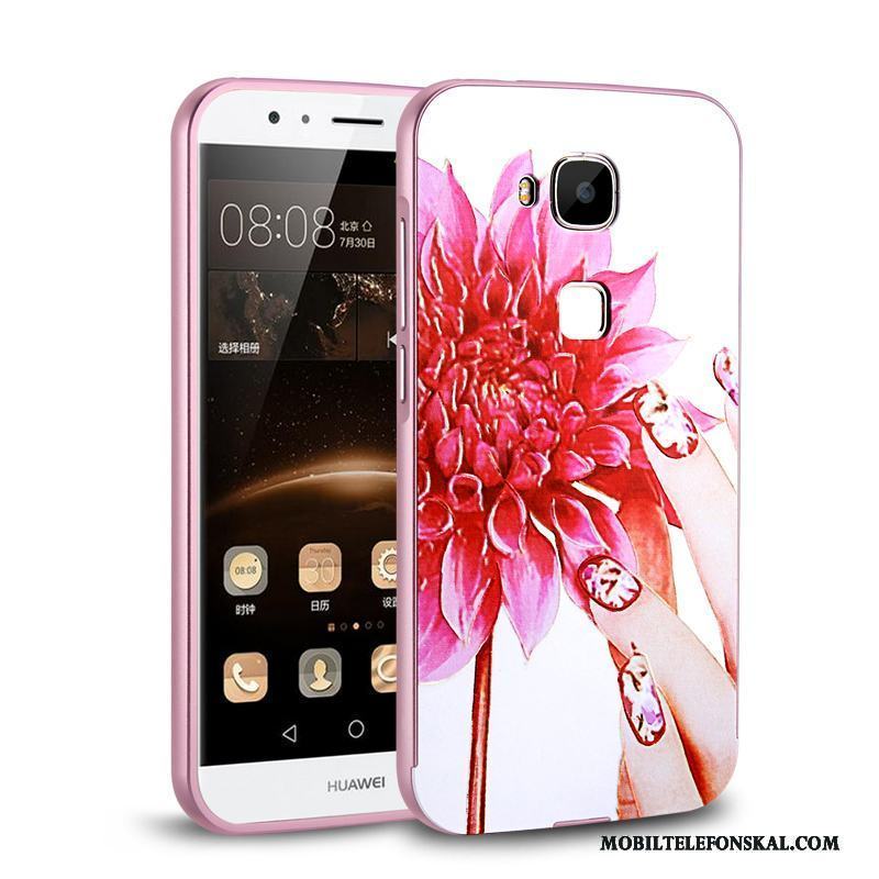 Huawei G7 Plus Bakre Omslag Skal Telefon Fodral Metall Röd Frame