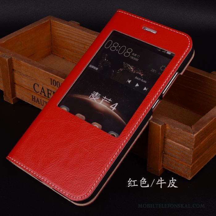 Huawei G7 Plus Clamshell Fodral Mobil Telefon Äkta Läder Skal Telefon Orange Dvala