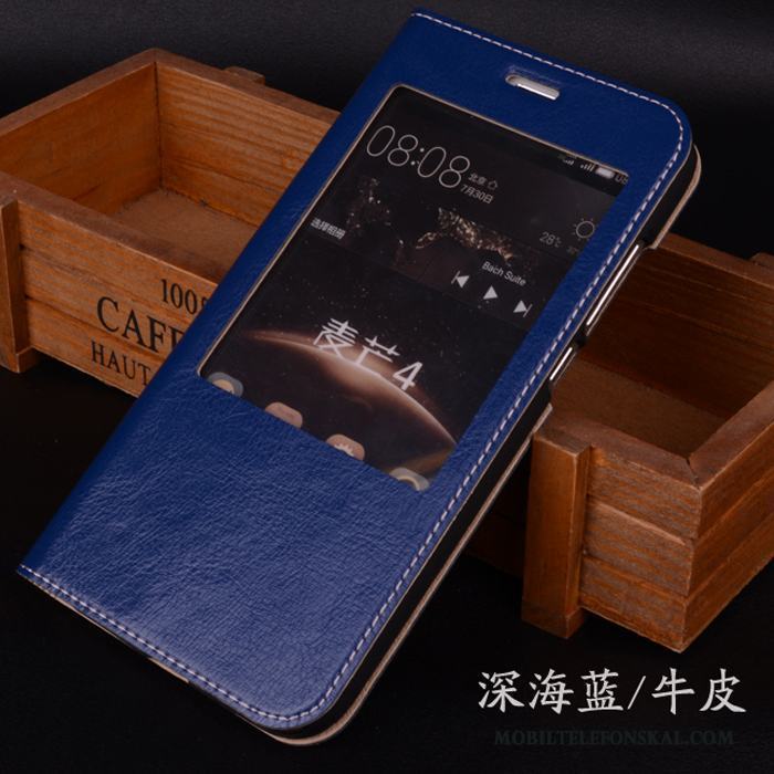 Huawei G7 Plus Clamshell Fodral Mobil Telefon Äkta Läder Skal Telefon Orange Dvala