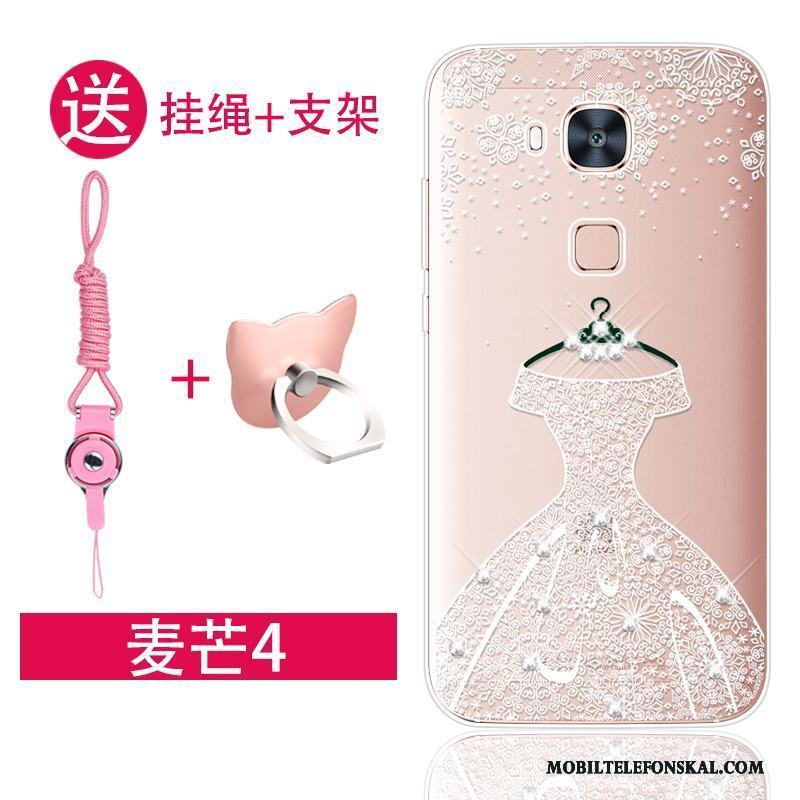 Huawei G7 Plus Fallskydd Rosa Fodral Strass Silikon Mjuk Skal Telefon