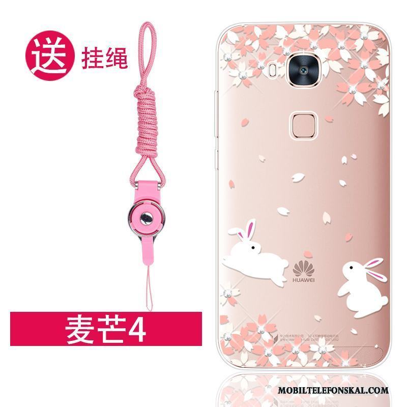 Huawei G7 Plus Fallskydd Rosa Fodral Strass Silikon Mjuk Skal Telefon