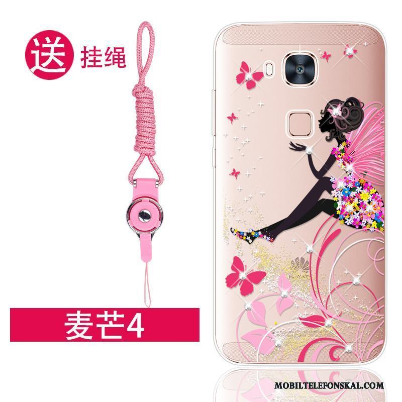 Huawei G7 Plus Fallskydd Rosa Fodral Strass Silikon Mjuk Skal Telefon