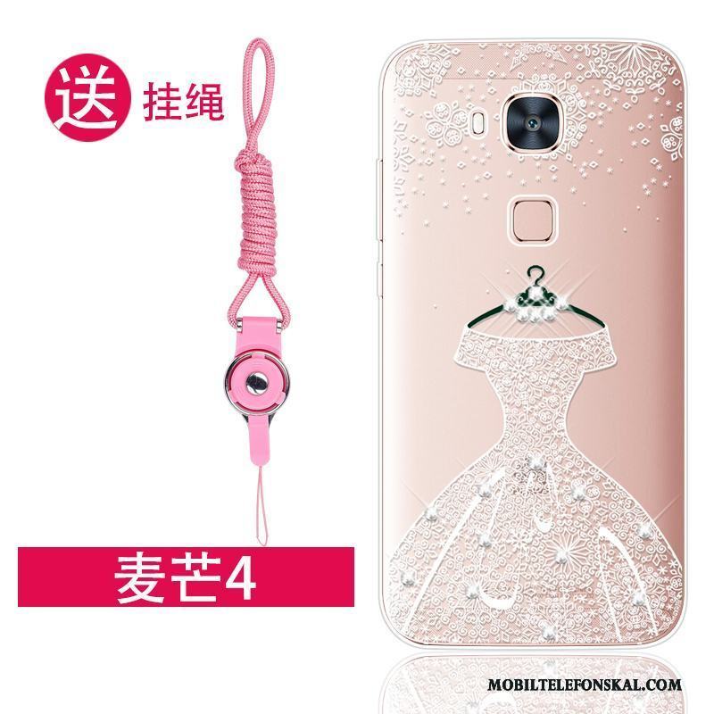 Huawei G7 Plus Fallskydd Rosa Fodral Strass Silikon Mjuk Skal Telefon