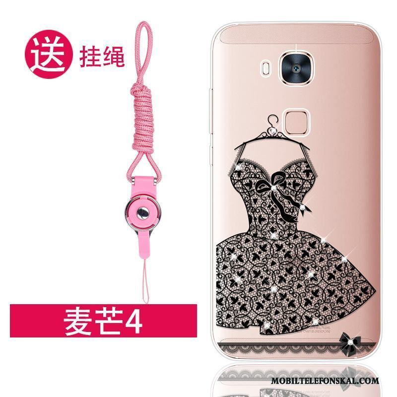 Huawei G7 Plus Fallskydd Rosa Fodral Strass Silikon Mjuk Skal Telefon