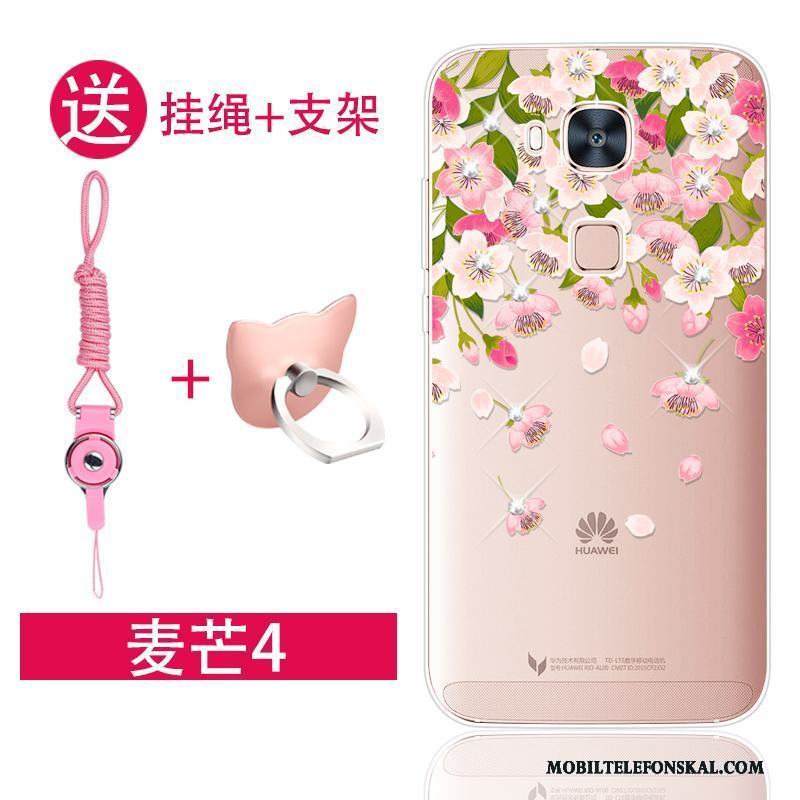 Huawei G7 Plus Fallskydd Rosa Fodral Strass Silikon Mjuk Skal Telefon