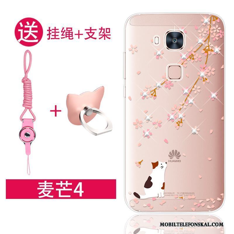 Huawei G7 Plus Fallskydd Rosa Fodral Strass Silikon Mjuk Skal Telefon