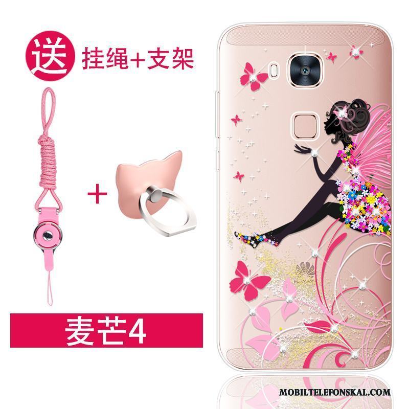 Huawei G7 Plus Fallskydd Rosa Fodral Strass Silikon Mjuk Skal Telefon