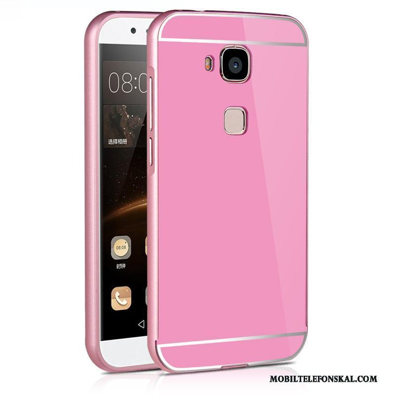 Huawei G7 Plus Frame Bakre Omslag Fallskydd Skal Telefon Fodral Rosa Metall