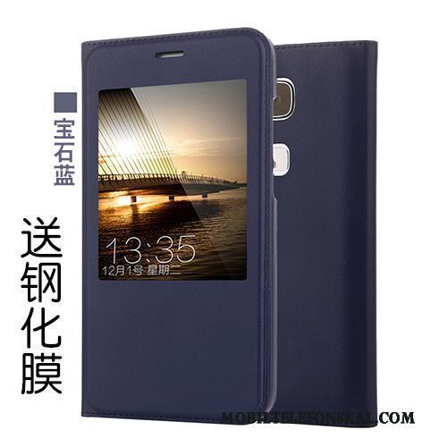 Huawei G7 Plus Guld Fodral Skal Telefon Täcka Läderfodral Skydd Äkta Läder