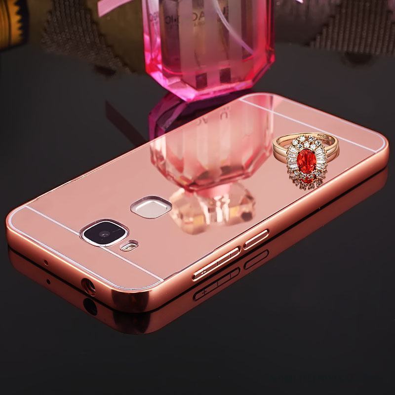 Huawei G7 Plus Skal Frame Skydd Metall Kristall Rosa Guld Fodral Spegel