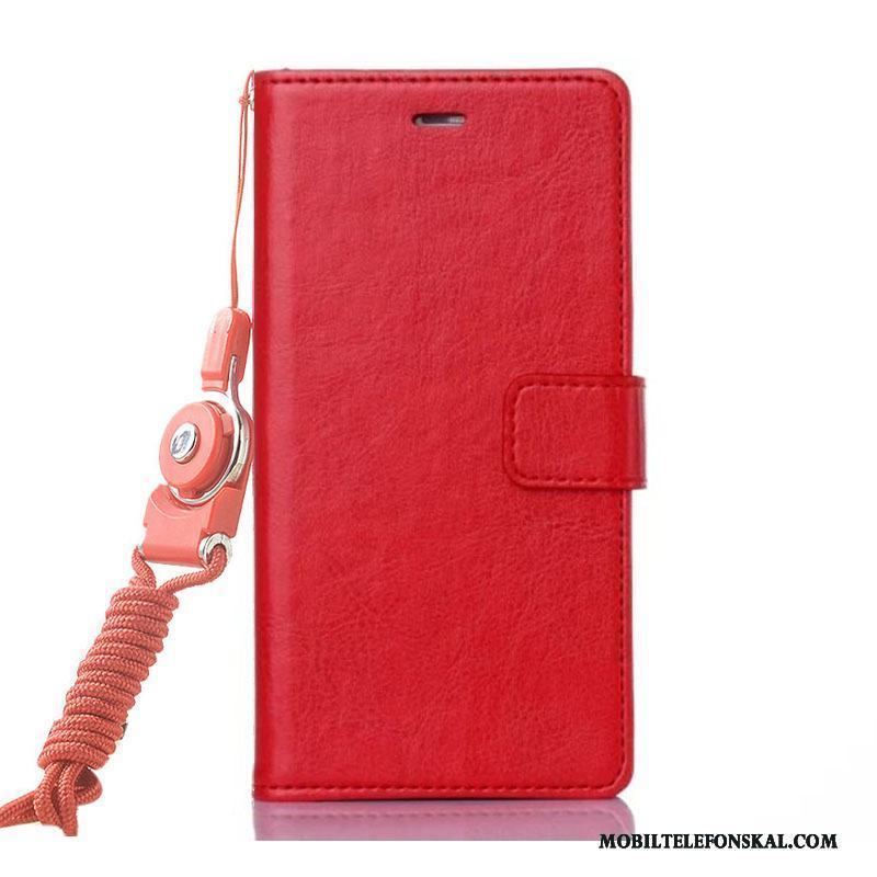 Huawei G7 Plus Skal Telefon All Inclusive Skydd Röd Läderfodral Mjuk Täcka