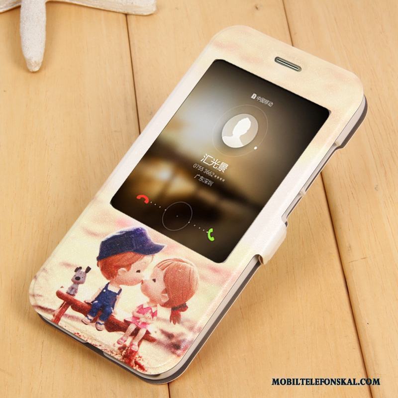 Huawei G7 Plus Vakna Upp Tecknat Clamshell Skal Telefon Mobil Telefon Fodral Ljusblå