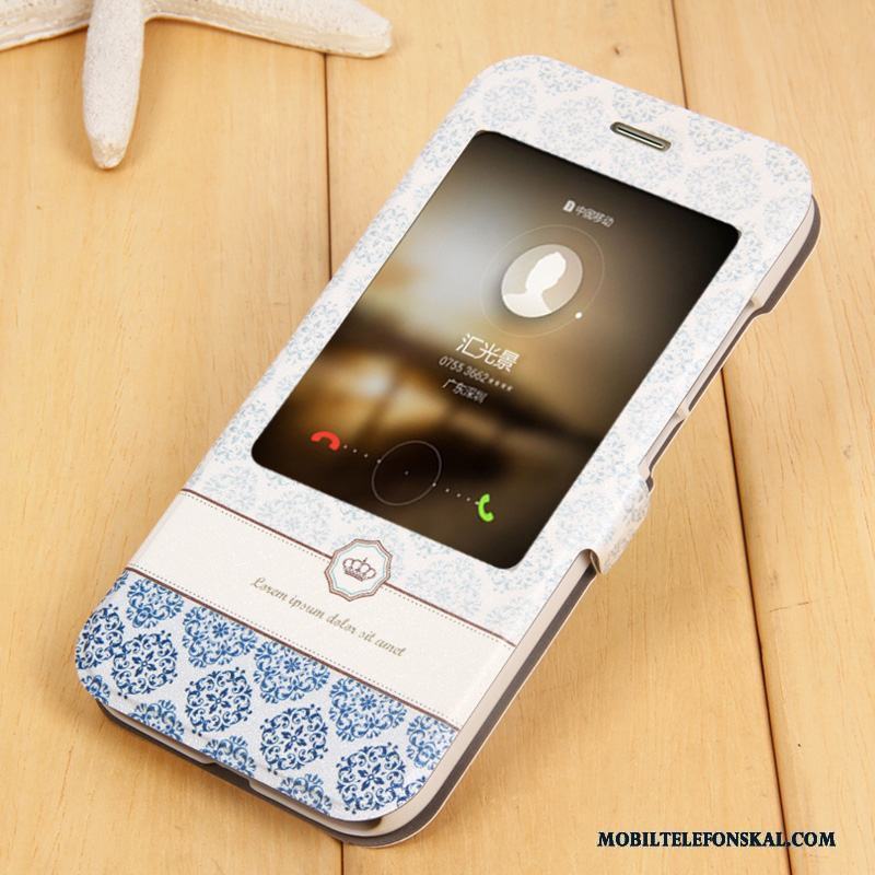 Huawei G7 Plus Vakna Upp Tecknat Clamshell Skal Telefon Mobil Telefon Fodral Ljusblå