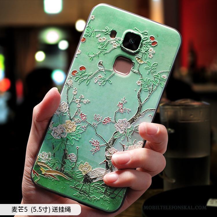 Huawei G9 Plus All Inclusive Hängsmycken Grön Skal Telefon Fallskydd Kinesisk Stil Silikon
