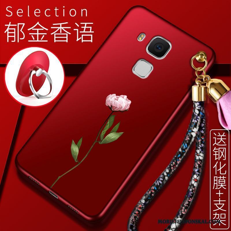 Huawei G9 Plus Skal Skydd Fallskydd Fodral Nubuck Röd Silikon Trend