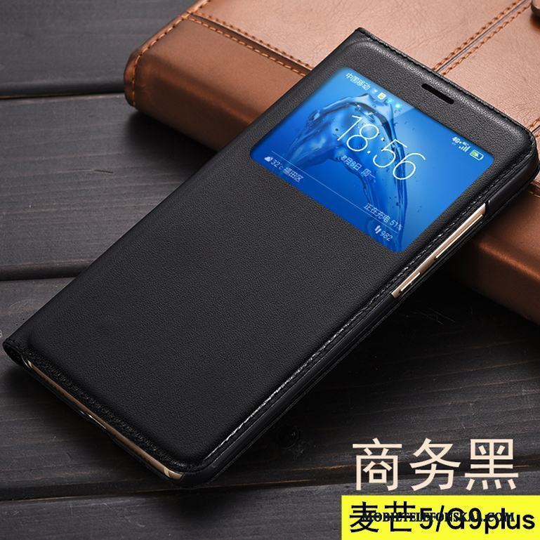 Huawei G9 Plus Täcka Skal Telefon Läderfodral Guld Skydd