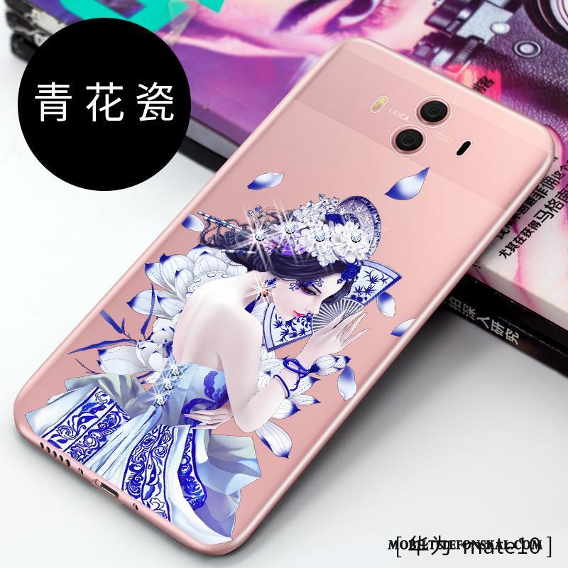 Huawei Mate 10 All Inclusive Röd Skal Telefon Kreativa Strass Silikon Fallskydd