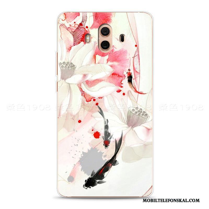 Huawei Mate 10 Blommor Lättnad Mjuk Fodral Retro Skal Telefon Rosa