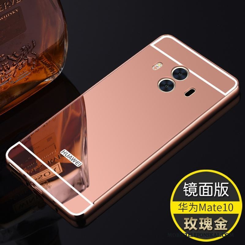 Huawei Mate 10 Fallskydd Bakre Omslag Spegel Fodral Frame Skal Telefon Guld