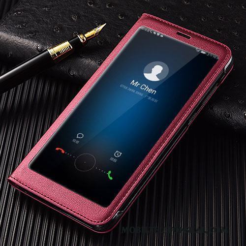 Huawei Mate 10 Lite Fodral Clamshell Fallskydd Rosa Skal Telefon Läderfodral
