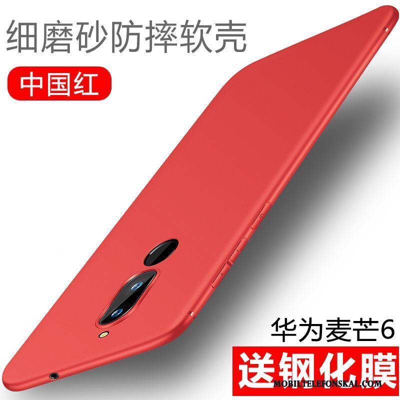 Huawei Mate 10 Lite Silikon Nubuck Skal Telefon Röd Skydd Fallskydd Mjuk
