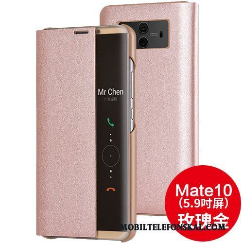 Huawei Mate 10 Läderfodral Skydd Rosa Guld Clamshell Mobil Telefon Skal Telefon