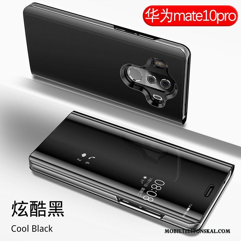 Huawei Mate 10 Pro All Inclusive Purpur Spegel Fallskydd Läderfodral Skal Telefon Täcka